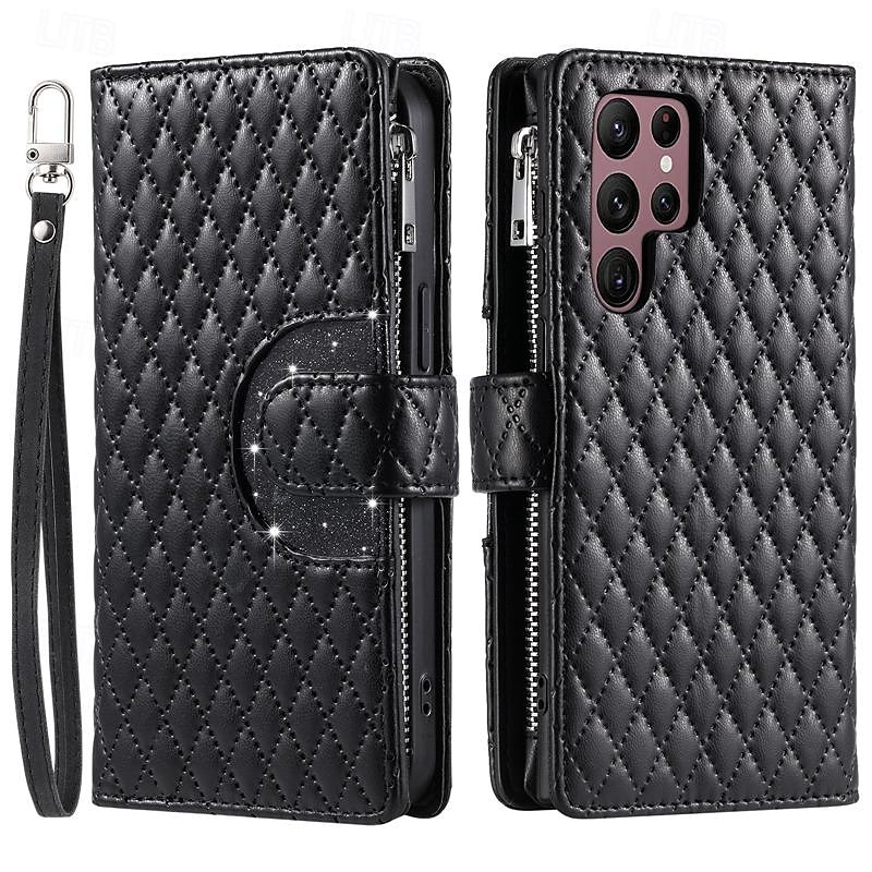 телефон Кейс для Назначение SSamsung Galaxy S24 S23 S22 S21 S20 Ultra Plus FE A54 A34 A14 S25 Ультра Кошелек для карт Молния с ремешком на запястье Откидная подножка Геометрический рисунок ТПУ Кожа PU 2025 - $22.99 –P13