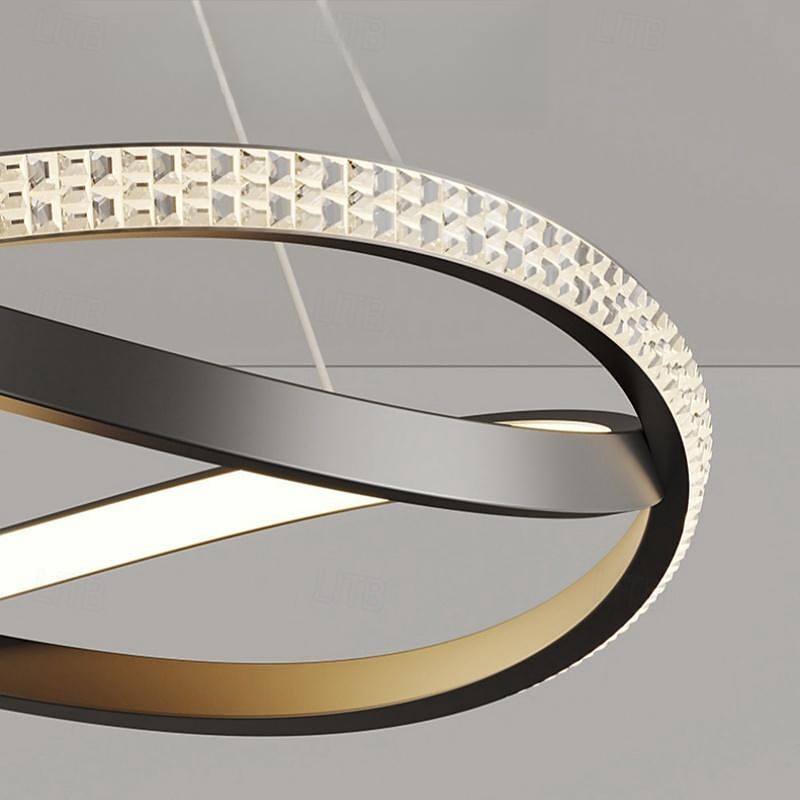 moderne krystall LED lysekrone for stue spisestue soverom hjem utskiftelig gull sirkel ring hengende pendel lys 2025 - $299.99 –P7