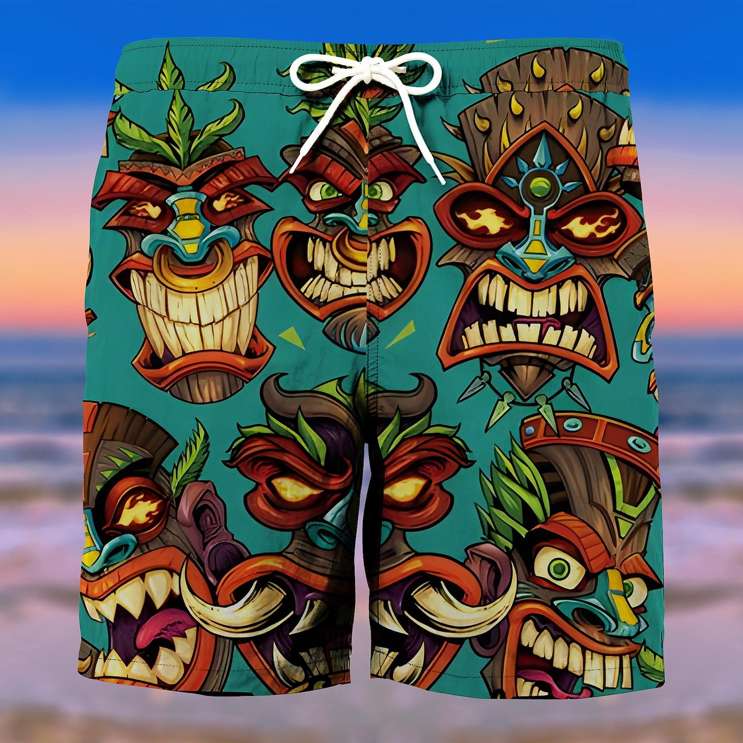Men's Flamingo Mask Indian Culture Swim Trunks Swim Shorts Board Shorts Mid Waist Fashion Streetwear Designer Casual Daily Holiday Pocket Drawstring Elastic Waist Designer Clothing Apparel 2025 - $17.99 –P5