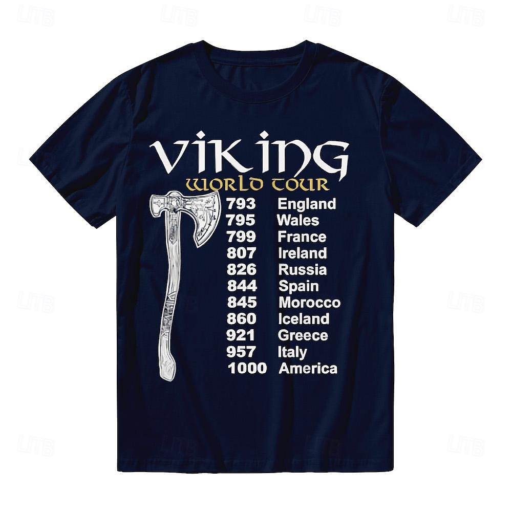Viking Póló Minta Grafikus Kompatibilitás Férfi Felnőttek Mindszentek napja Farsang Álarcos mulatság Forró bélyegzés Alkalmi / Napi 2025 - $17.99 –P2