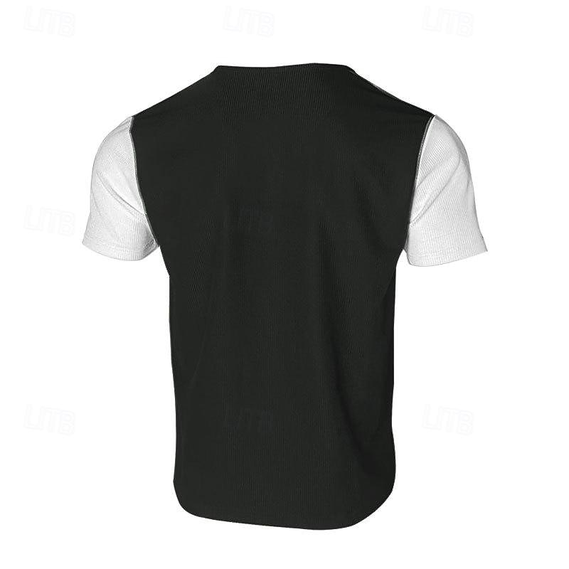 Men's Waffle Tee Button T Shirt T Shirt Waffle Henley Shirt Short Sleeve Henley Spring & Summer Color Block Fashion Designer Basic Patchwork Vacation Street Going out Black White Royal Blue Top Tee 2025 - $20.99 –P12