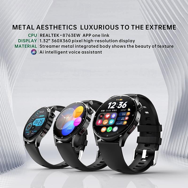 QS39 Умные часы 1.32 дюймовый Смарт Часы Bluetooth ЭКГ + PPG Контроль температуры Педометр Совместим с Android iOS Женский Мужчины Длительное время ожидания Хендс-фри звонки Водонепроницаемый IP 67 2025 - $59.99 –P1