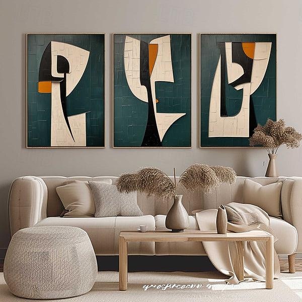 Pintura de arte abstracto verde pintada a mano, galería de pintura de arte moderno, arte de pared, pinceladas, obra de arte minimalista verde, figura, pintura al óleo, decoración de pared, arte 2026 - $145.99 –P3