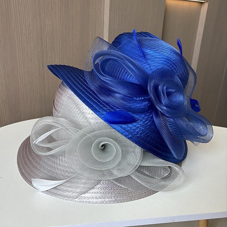 fascinators Hatter Hodeplagg polyester organza Bøttehatt Solhatt slørhatt Avslappet Ferie Elegant Årgang Med Fjær Blomst Hodeplagg Hodeplagg 2025 - $26.99 –P2