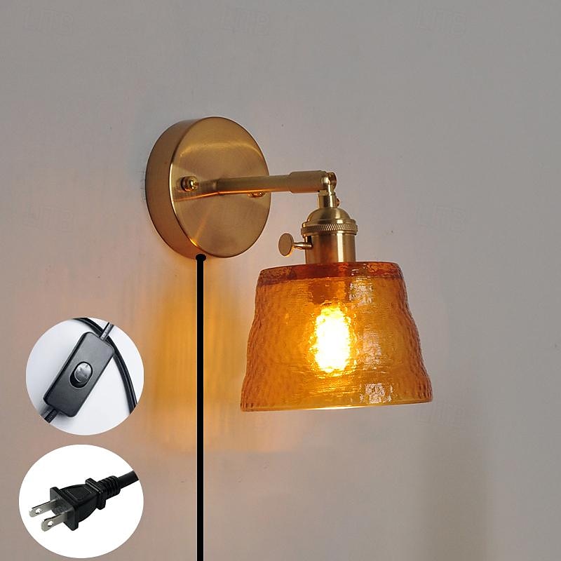 Wall Lamp Glass Plug in/no Plug Bedside Reading Lamp Headboard Wall Mounted Lights E27 Lighting Fixture for Background Wall Living Room 2025 - $69.99 –P3