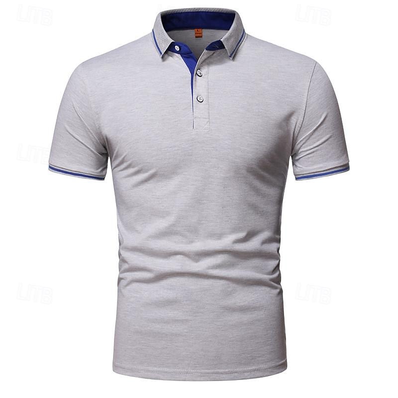 Herr Golftröja golfpolo Arbete Ledigt Kavajslag Kortärmad Grundläggande Modern Slät Lappverk Knapp Vår & sommar Normal Svart Vit Gul Ljusgrön Röd Marinblå Golftröja 2025 - $17.99 –P3