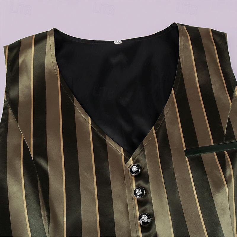 Retro Vintage Rococo 19th Century Vest Waistcoat Aristocrat Slim Fit Stripes Men's Royal Carnival New Year Masquerade Party Party / Evening Carnival of Venice Adults' Vest 2025 - $28.99 –P5
