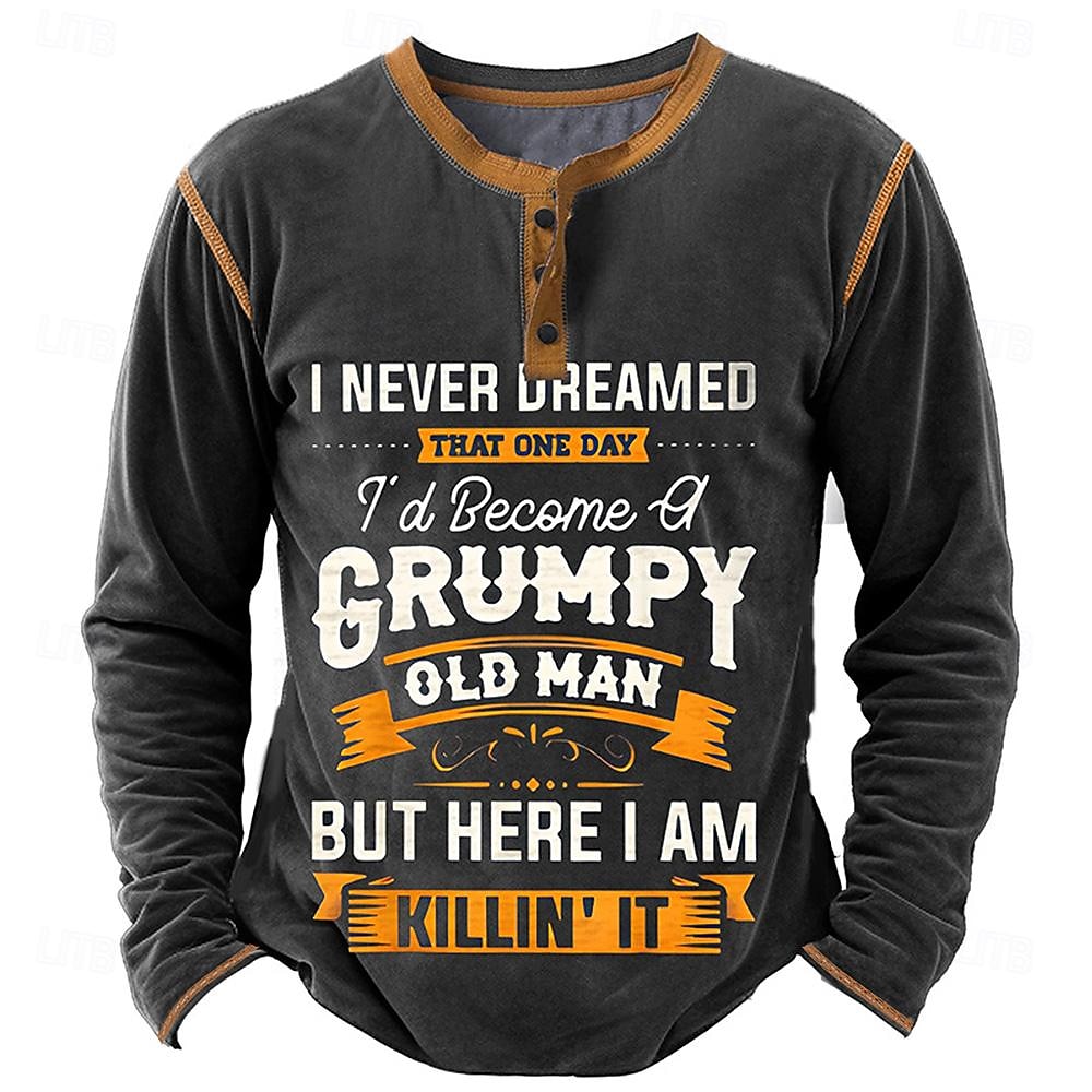 Męskie Graficzny Litera Koszula Henley Długi rękaw Druk 3D Moda Codzienny Codzienny Święto Wyjściowe Wiosna i jesień Czarny Brązowy Zieleń wojskowa Ciemnoniebieski Henley Koszulka Henley 2025 - $22.99 –P4