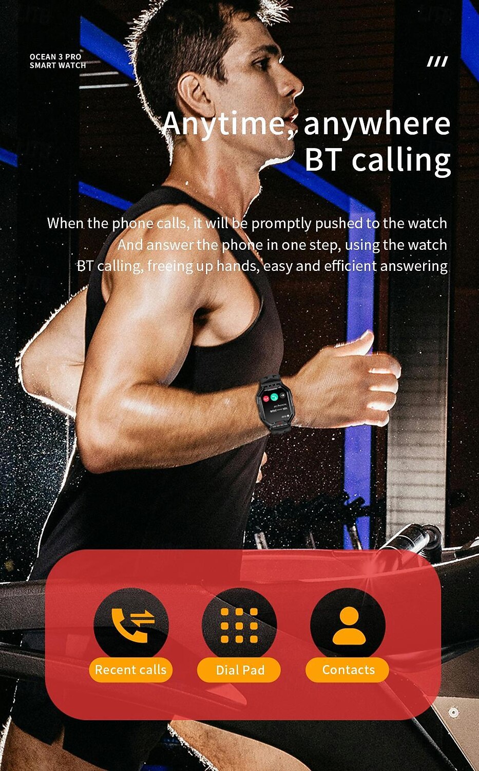 LOKMAT OCEAN 3 PRO Reloj inteligente 2.1 pulgada Smartwatch Reloj elegante Bluetooth Podómetro Recordatorio de Llamadas Seguimiento de Actividad Compatible con Android iOS Mujer Hombre Larga espera 2025 - $42.99 –P5