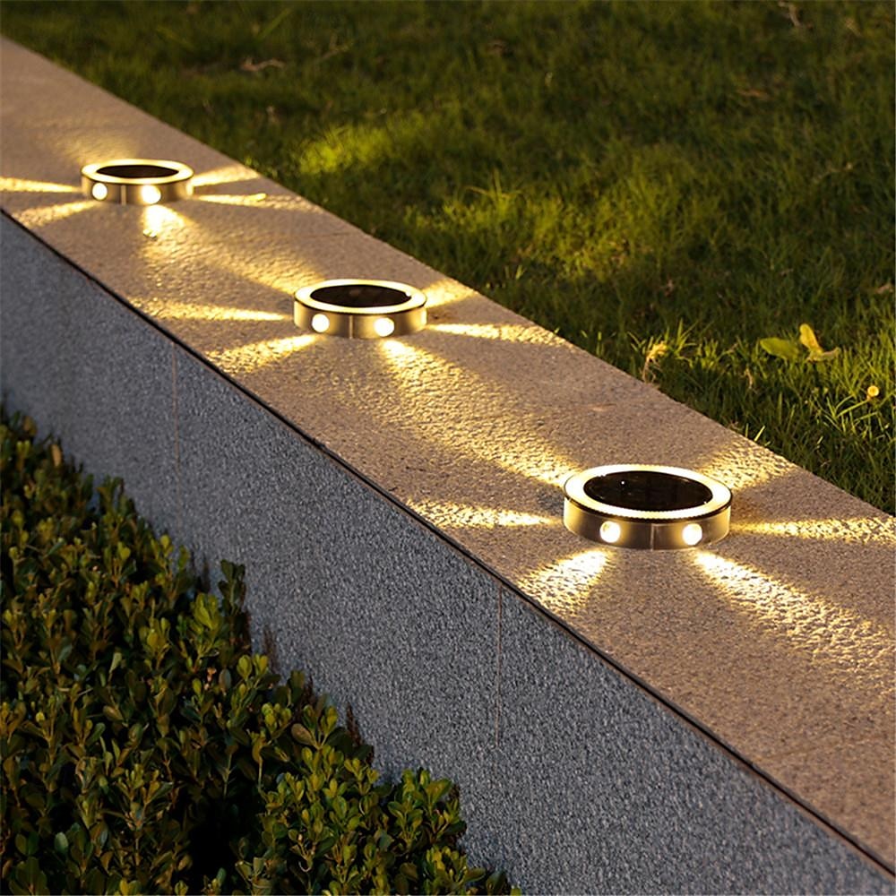1 st/4 stks solar led power schijf licht outdoor 6 leds waterdicht tuinpad dekverlichting spotlight begraven solar led lamp tuin yard traject decor 2025 - $11.49 –P5
