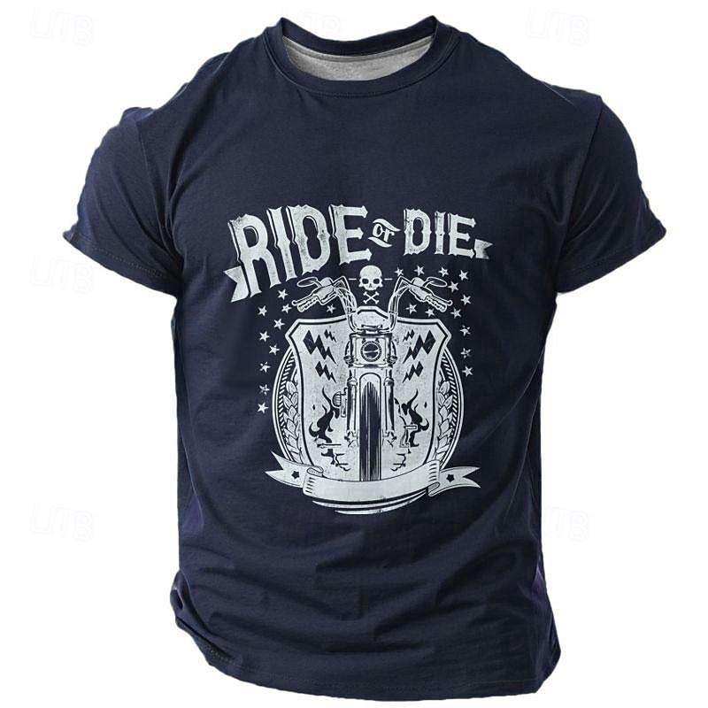 Men's Motorcycle Ride or Die T shirt Tee Top Short Sleeve T shirt Crew Neck Shirt Vacation Vintage Cool Street Holiday Black Navy Blue Army Green Summer Spring Clothing Apparel S M L XL XXL XXXL 2025 - $15.99 –P5
