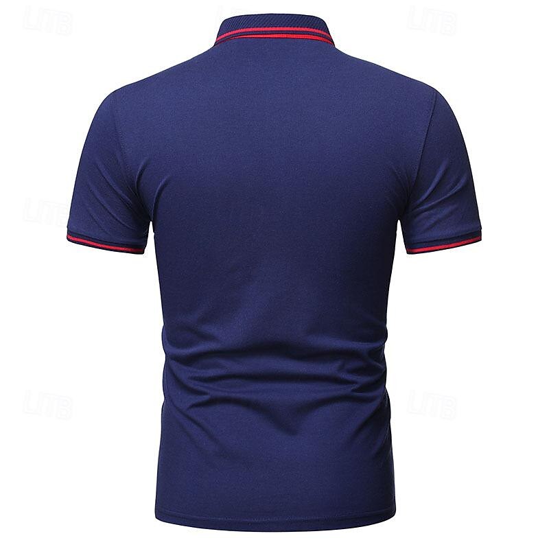 Herr Golftröja golfpolo Arbete Ledigt Kavajslag Kortärmad Grundläggande Modern Slät Lappverk Knapp Vår & sommar Normal Svart Vit Gul Ljusgrön Röd Marinblå Golftröja 2025 - $17.99 –P12