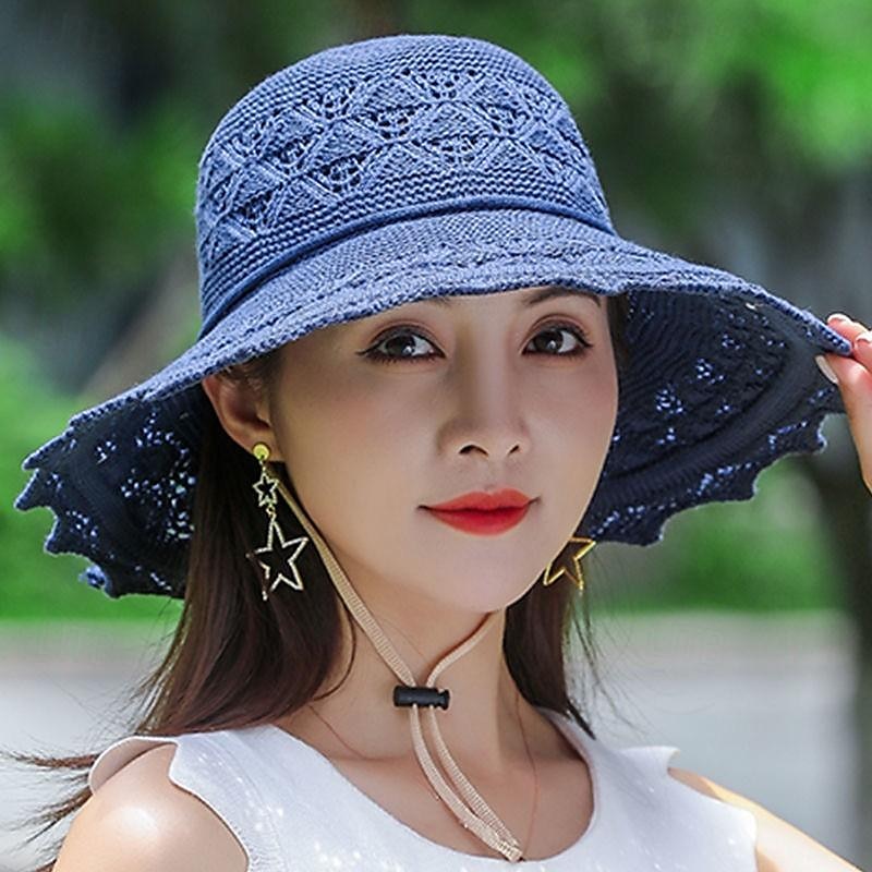 Sombrero de paja de ala ancha para mujer, sombrero de playa flexible con lazo, sombrero de verano con protección UV, visera plegable para viajes al aire libre 2025 - $9.49 –P5