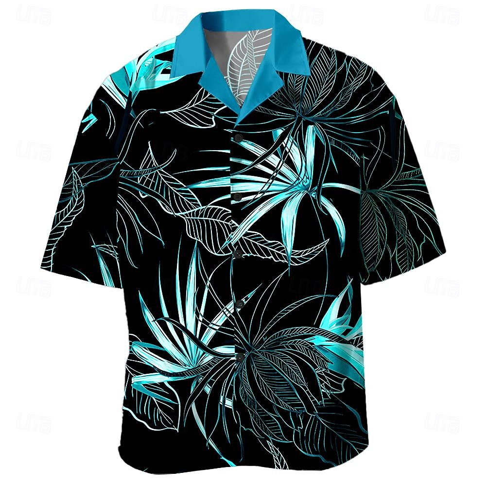 Bărbați Tropical Frunza de palmier Plante tropicale Cămașă Cămașă hawaiană Cămașă Aloha Manșon scurt Cămașă Răsfrânt Hawaiană Stațiune Casual Hawaiian Concediu Galben Albastru piscină Maro S M L 2026 - $23.99 –P4