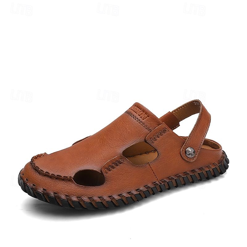 Homens Sandálias Sandálias rasas Sandálias De Moda Chinelos ao ar livre sapatos feitos à mão Caminhada Casual Estilo Praia Diário Escritório e Carreira Pele Napa Tecelagem voadora Respirável de 2025 por $54.99 -P7