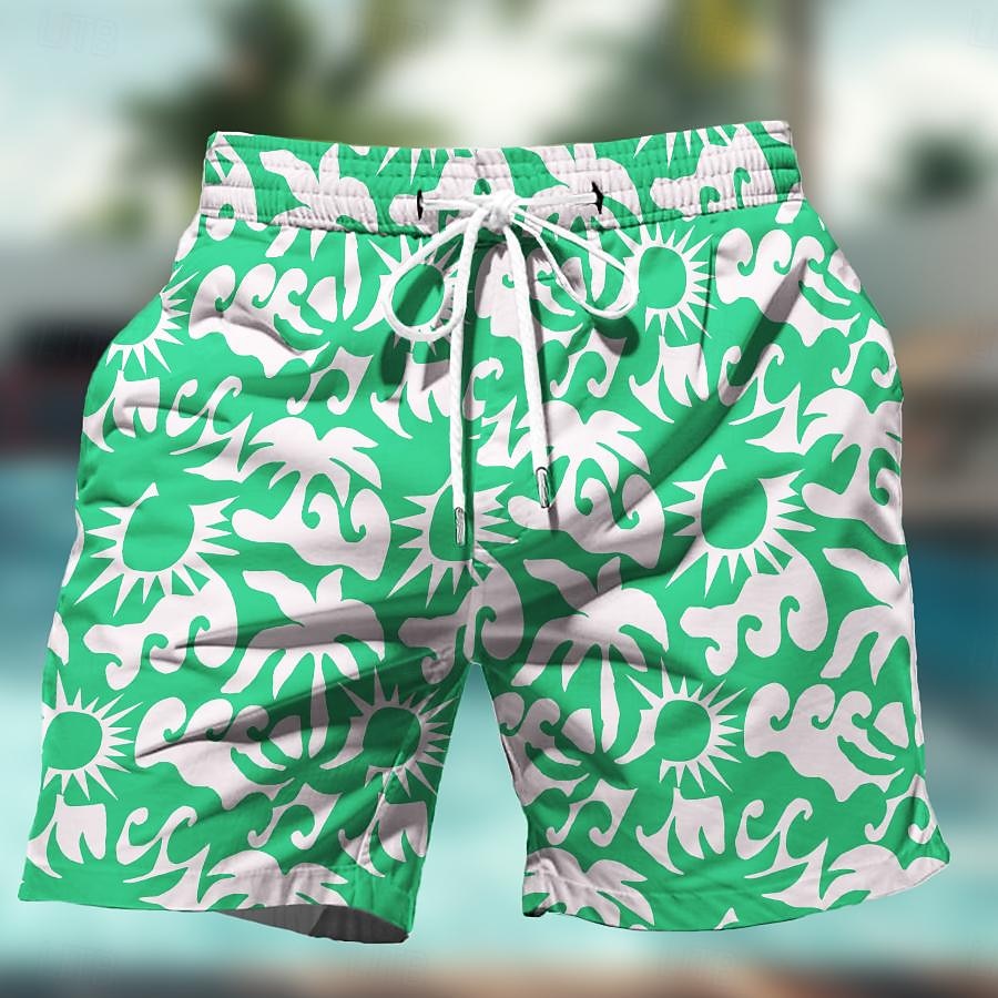 Men's Coconut Tree Flower / Floral Swim Trunks Swim Shorts Board Shorts Mid Waist Hawaiian Casual Holiday Beach Drawstring with Mesh lining Elastic Waist Designer Clothing Apparel 2025 - $19.99 –P6