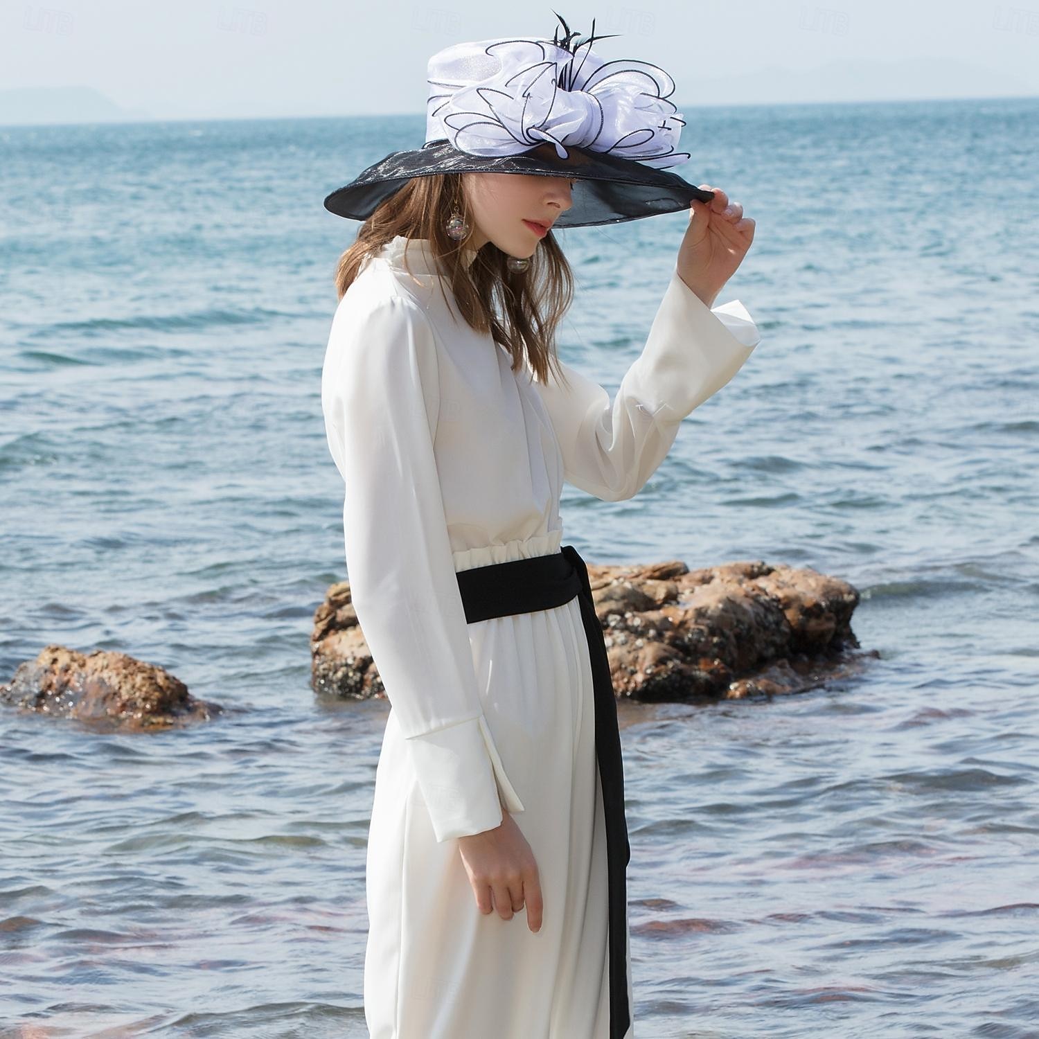 fascynatory kapelusze organza lodowy jedwab kapelusz kapelusz słońce ślub przyjęcie herbaciane elegancki ślub z kwiatowym nakryciem głowy z piór nakrycie głowy 2026 - $53.99 –P13