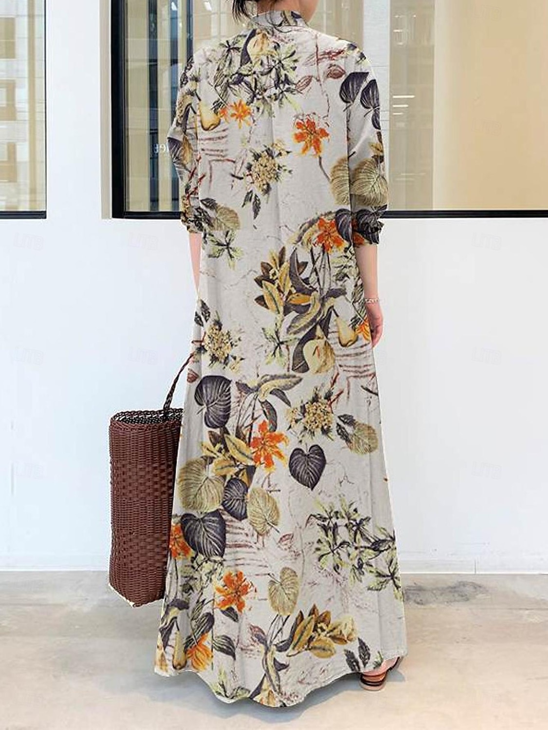 Dames Zwart Oranje Rode roos Zomer Lente Herfst Maxi-jurk Vintage Jurk Shirtjurk Casual jurk Dagelijks Stijlvol Casual / Dagelijks Vakantie Kantoor Werk Ruim Passend Overhemdkraag 2025 - $52.99 –P2