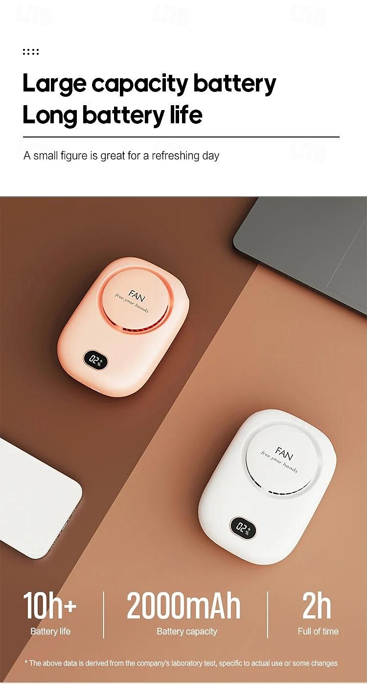 Мини вентилятор на шее для детей – регулируемый безлопастный USB-заряжаемый спортивный вентилятор с шнурком 2025 - $23.99 –P2