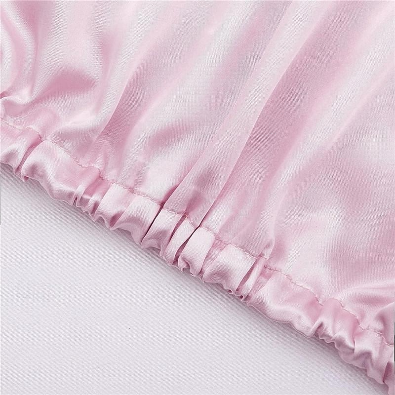 Cooling Satin Fitted Sheet Solid Color Mattress Cover with Elastic Band Bedsheet Single Double Queen King Size Fit Sheet 2025 - $18.49 –P7