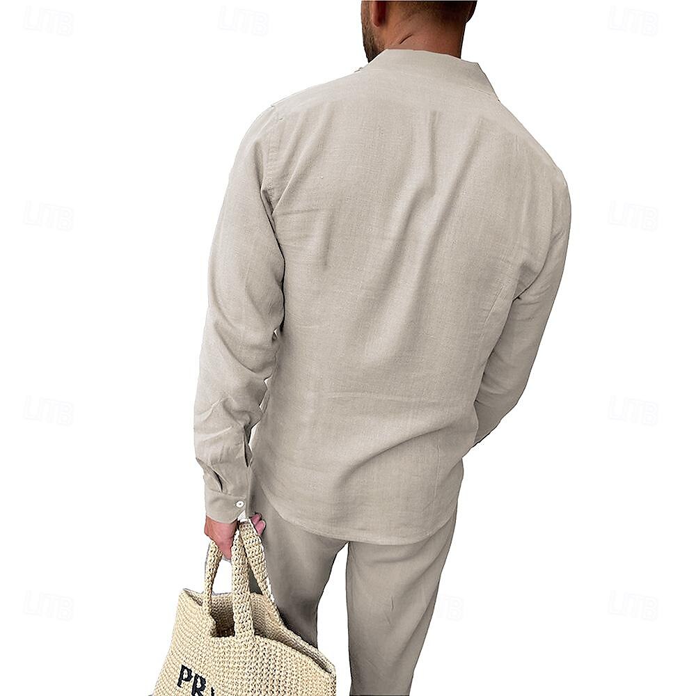 Per uomo Camicia Camicia da spiaggia Camicia con bottoni Liscio Giornaliero Per eventi Kaki Manica lunga A fascia Primavera estate Abbigliamento del 2025 a $25.99 –P2