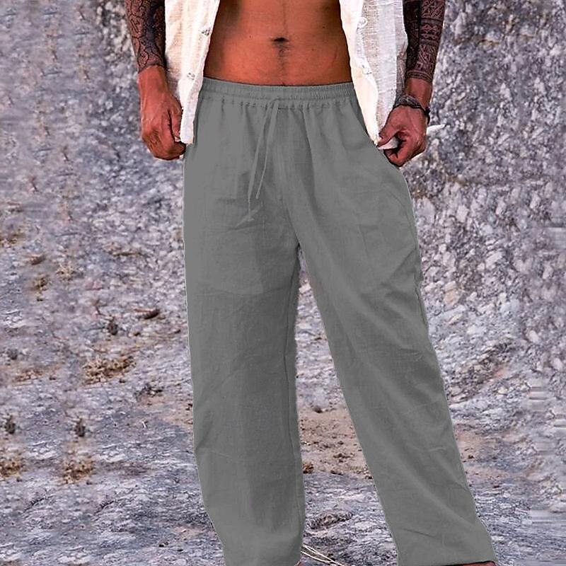 Férfi Vászon nadrág Nadrág Nyári nadrág Strand nadrág Zseb Zsinór Rugalmas derék Sima Mokaszinok Légáteresztő Napi Szabadság Vakáció Hawaii Boho Fekete Fehér 2025 - $18.99 –P6