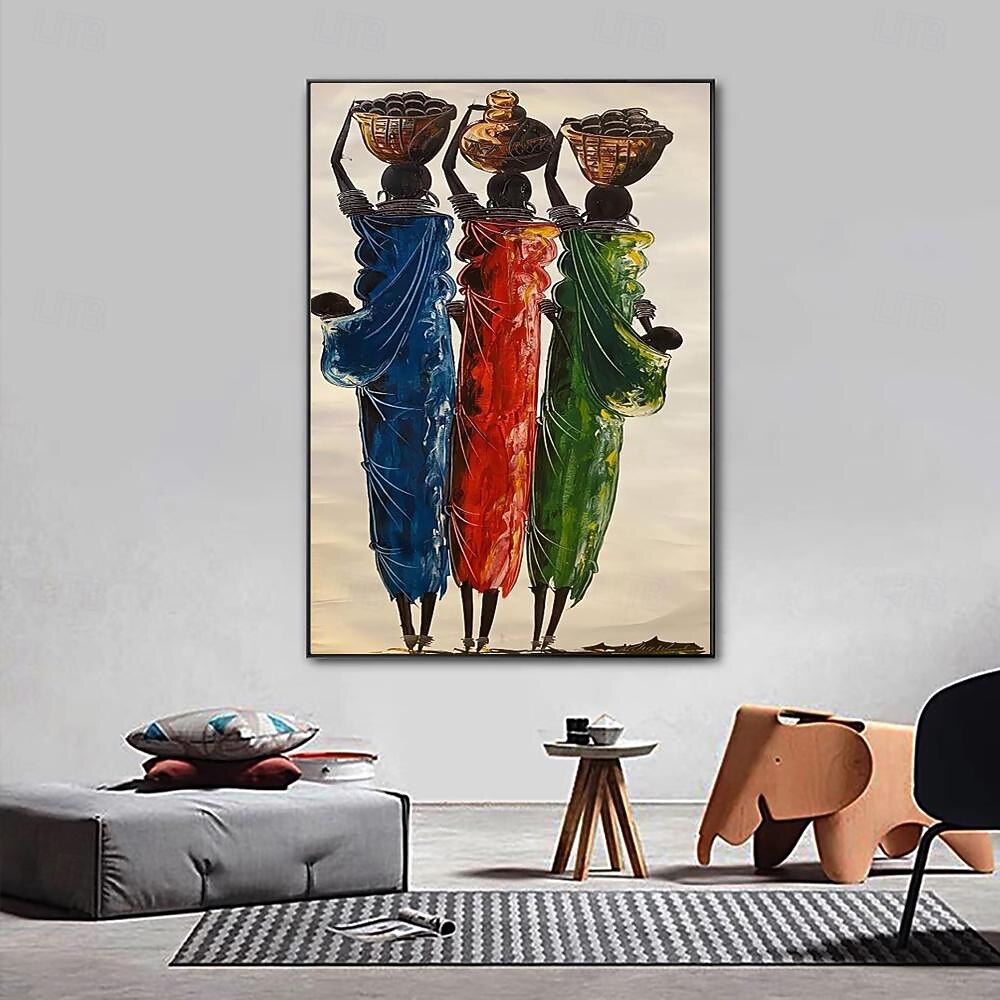 käsintehty öljymaalaus kangas seinätaide koristefiguuri abstrakti afrikkalainen nainen kodin sisustukseen rullattu kehyksetön venyttämätön maalaus 2026 - $61.99 –P4