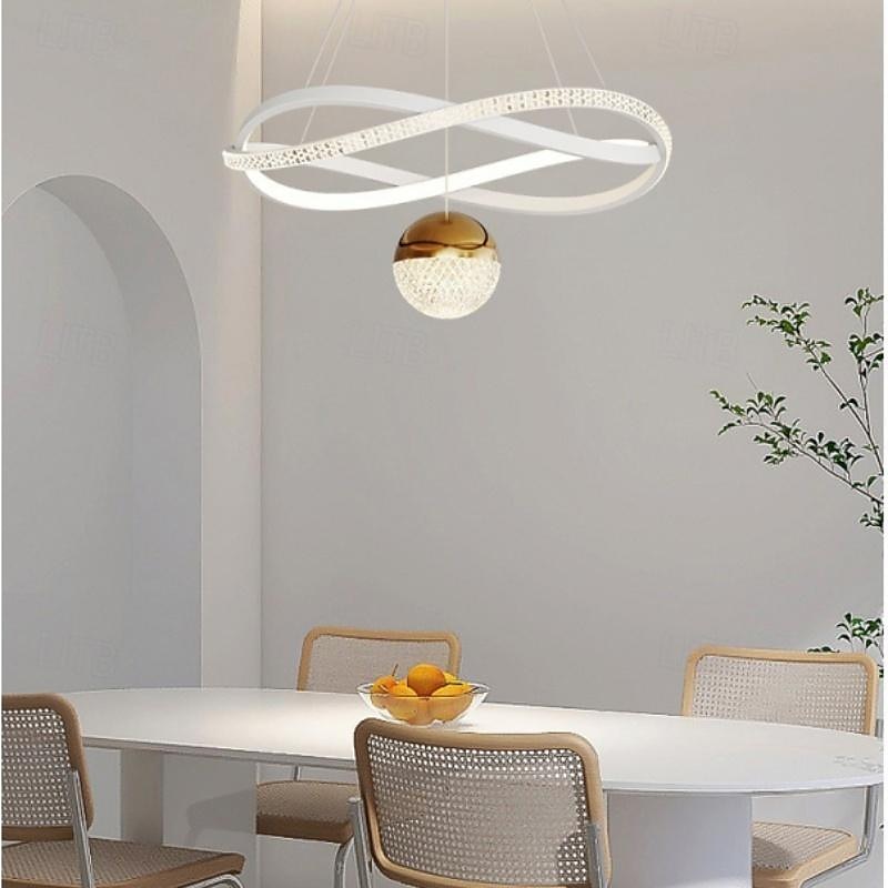 moderne krystall LED lysekrone for stue spisestue soverom hjem utskiftelig gull sirkel ring hengende pendel lys 2025 - $299.99 –P8