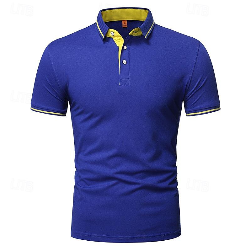 Herr Golftröja golfpolo Arbete Ledigt Kavajslag Kortärmad Grundläggande Modern Slät Lappverk Knapp Vår & sommar Normal Svart Vit Gul Ljusgrön Röd Marinblå Golftröja 2025 - $17.99 –P13