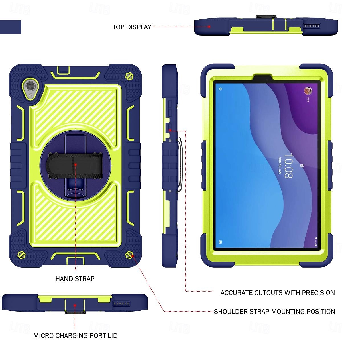 Tablet Case Cover For Lenovo M10 HD 2nd Gen 10.1" TB-X306 Portable Handle 360° Rotation Armor PC Silicone 2025 - $29.99 –P6