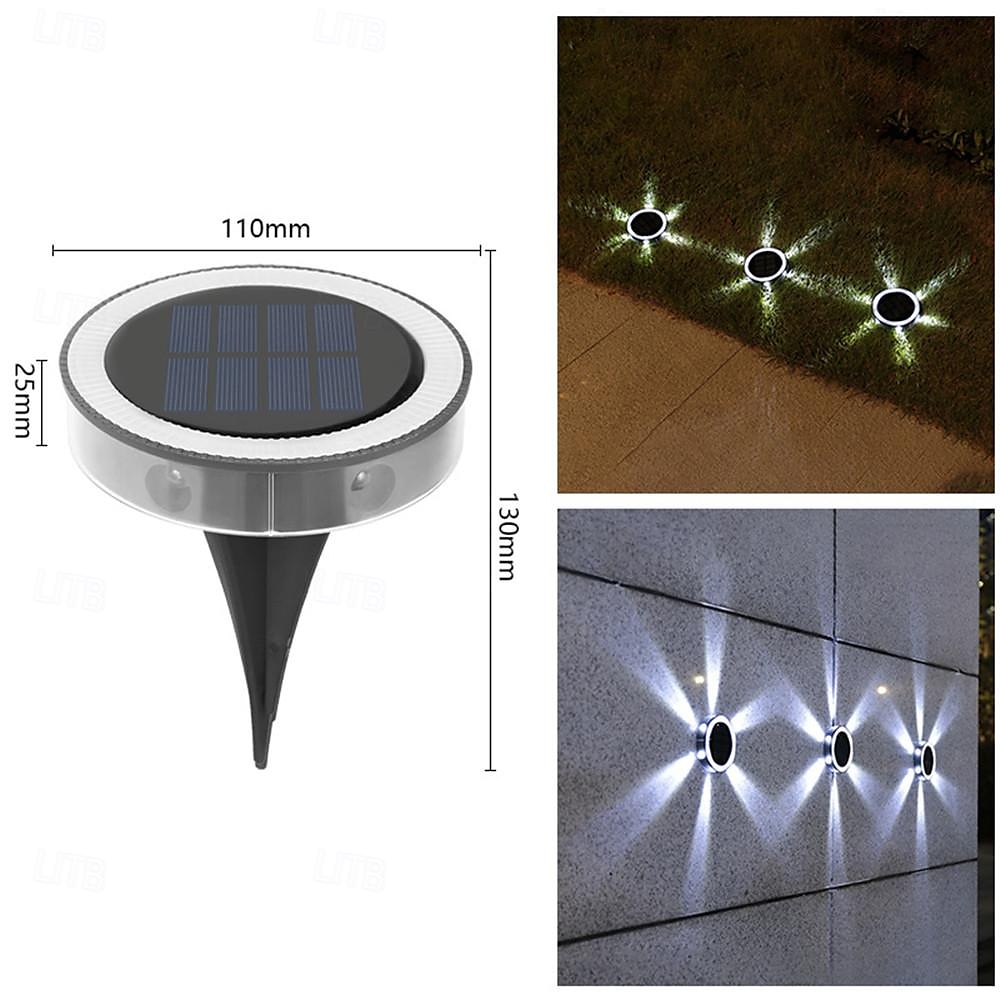 1 st/4 stks solar led power schijf licht outdoor 6 leds waterdicht tuinpad dekverlichting spotlight begraven solar led lamp tuin yard traject decor 2025 - $11.49 –P2