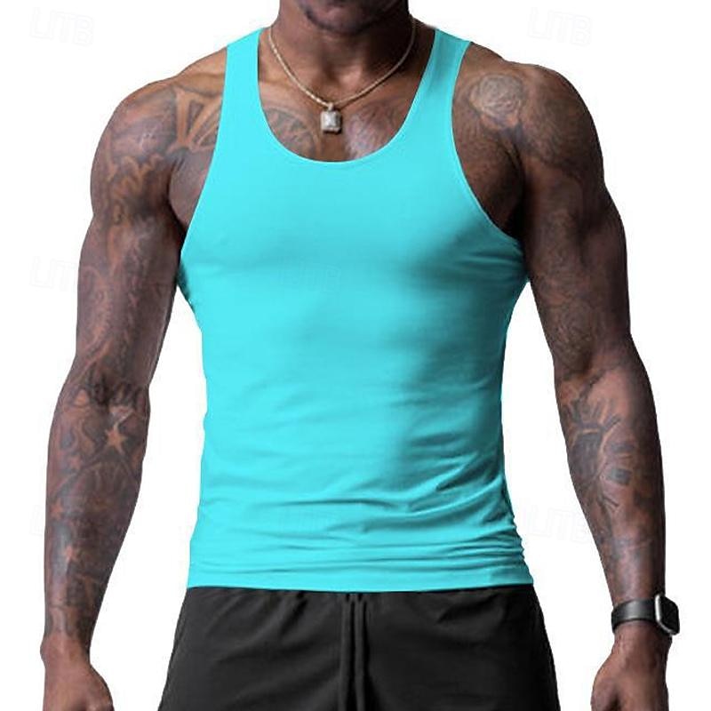 Voor heren Singlet Vest Top Onderhemd Mouwloos shirt Mouwloos Strakke ronde hals Lente zomer Effen Modieus Ontwerper Basic Vakantie Straat Uitgaan Zwart Wit Wijn Top T-shirt voor mannen 2025 - $13.49 –P1