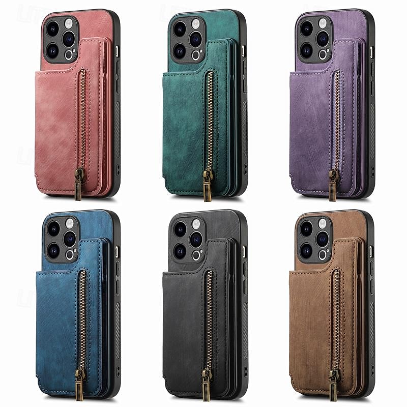 τηλέφωνο tok Για iPhone 16 15 14 Pro Max Plus iPhone 13 12 11 Pro Max Mini Πίσω Κάλυμμα με βάση στήριξης Υποδοχή κάρτας Ανθεκτική σε πτώσεις Ρετρό TPU PU δέρμα 2025 - $15.99 –P1