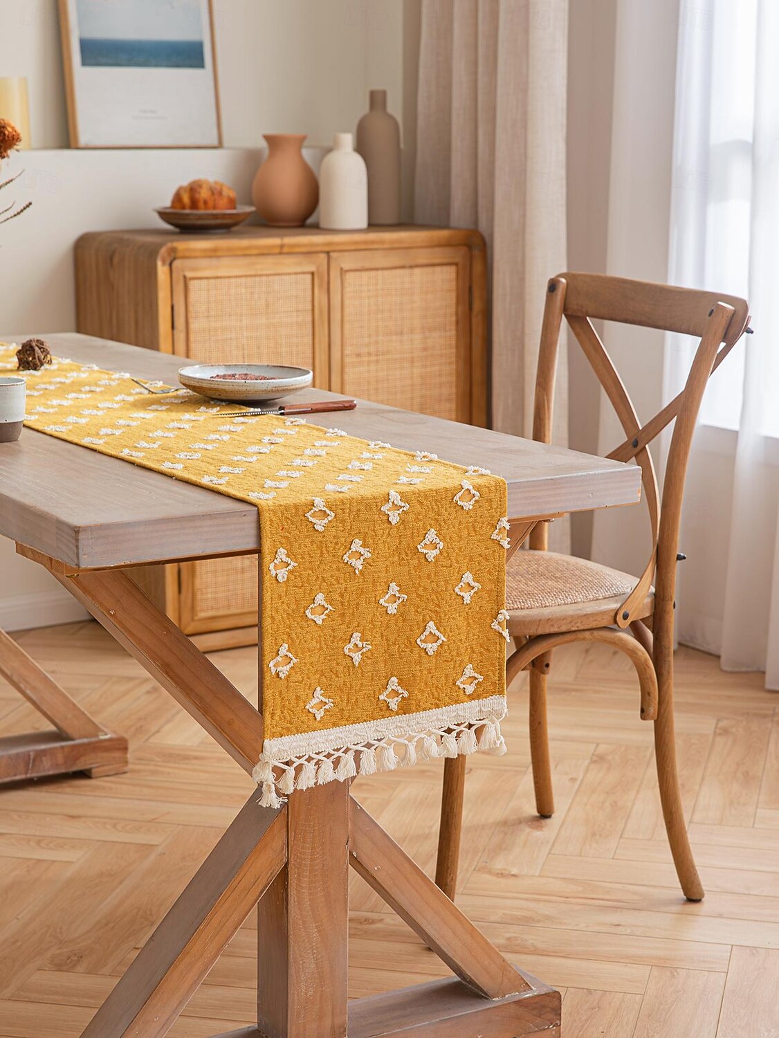 corredor de mesa com borlas apliques de estrela de primavera vintage francês country fazenda dupla camada de poliéster de 2026 por $20.99 –P2