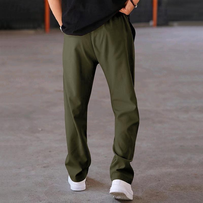 Per uomo Pantaloni della tuta Pantaloni A cordoncino Vita elastica Gamba dritta Liscio Comfort Sportivo Giornaliero Di tendenza Informale Verde militare Nero Media elasticità del 2026 a $21.99 –P12