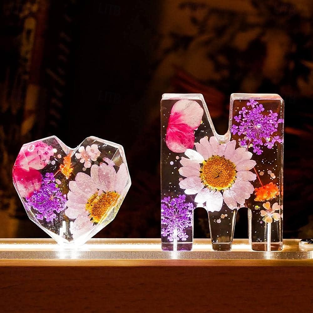 Resin Letter Night Lights, Resin Dried Flower Light Birthday Gift, Personalized Flower Lamp, Name Lamp, Gift for Her, Home Decoration 2025 - $30.99 –P8