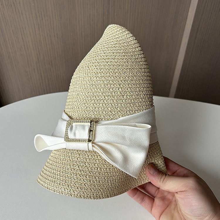 Palarie Veșminte de cap Poliester Paie Clop Paie Căciulă Palarie de soare Casual Concediu Elegant Retro Cu Funde Culoare Pură Diadema Articole Pentru Cap 2025 - $22.99 –P5
