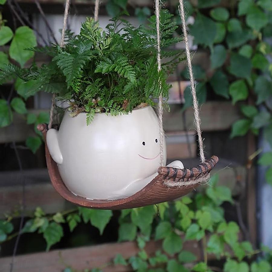1 pot de plante suspendu unique en résine avec tête pivotante pour plantes succulentes, pot de fleurs suspendu, pot de fleurs, hamac, petits pots de fleurs en résine pour plantes d'intérieur et de 2025 ? $18.99 –P2