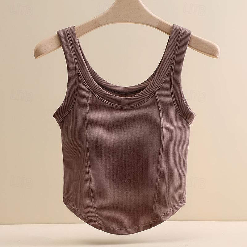 Canotta donna basic senza maniche top regolari girocollo nera bianca marrone grigia estate del 2026 a $21.99 –P6