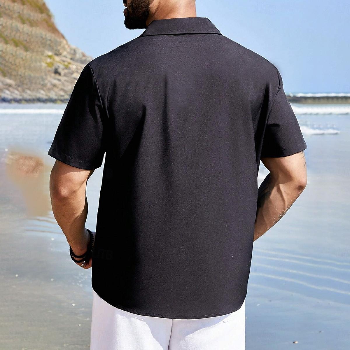 Men's Bowling Shirt Button Up Shirt Printed Shirts Short Sleeve Casual Outdoor Daily Summer Turndown Print Button-Down Black Blue Khaki 2026 - $25.99 –P5