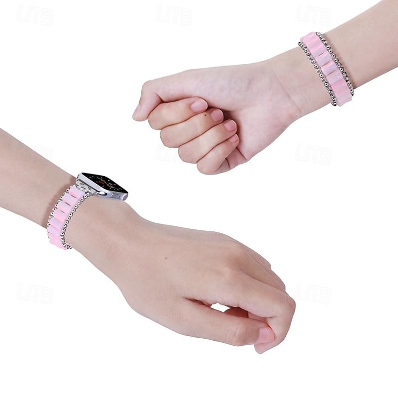 Pulseira de joias Compatível com Pulseira Apple Watch 38mm 40mm 41mm 42mm 44mm 45mm 49mm Com Miçangas Ajustável Respirável Resina pulseira de substituição para iwatch Ultra 2 Series 9 8 7 SE 6 5 4 3 de 2025 por $14.99 –P7