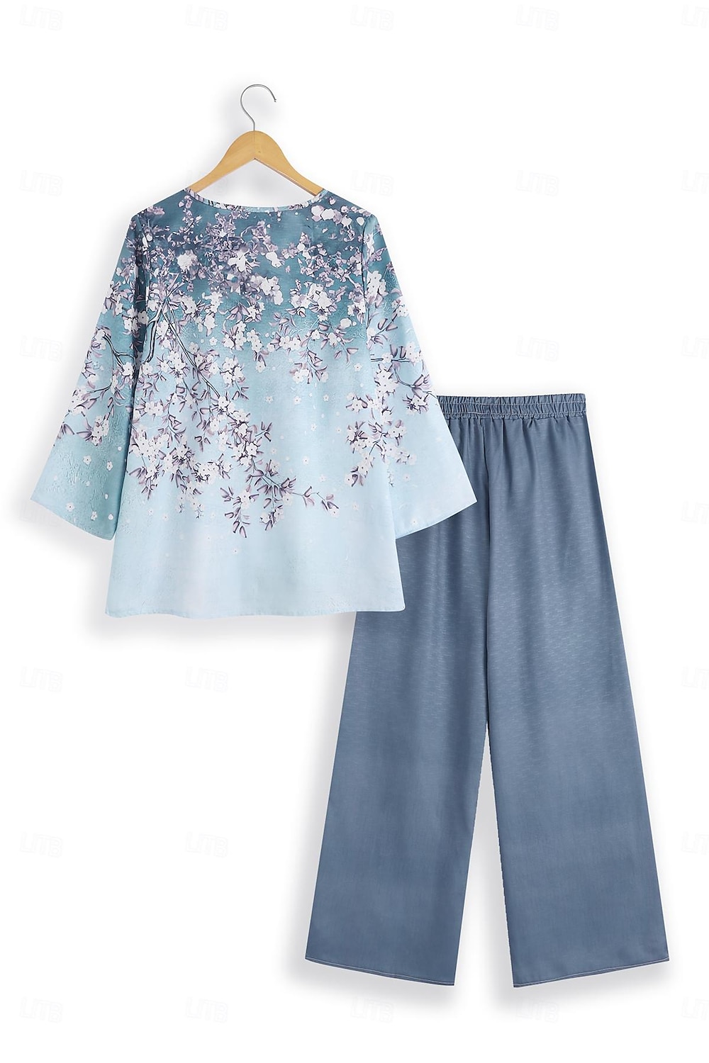 Completo da donna in 2 pezzi elegante moda streetwear camicia pantaloni pantaloni a gamba larga maniche lunghe collo a V stampa floreale casual vacanza rosa blu viola autunno e inverno vestibilità del 2026 a $45.99 –P3