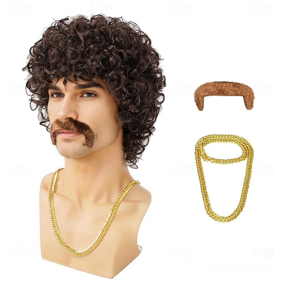 Disco Wig 70s Costumes Wig Afro Wig Men Short Curly Natural Fluffy Synthetic hair Wig for Carnival Disco Party Halloween Wigs 2025 - $18.99 –P4