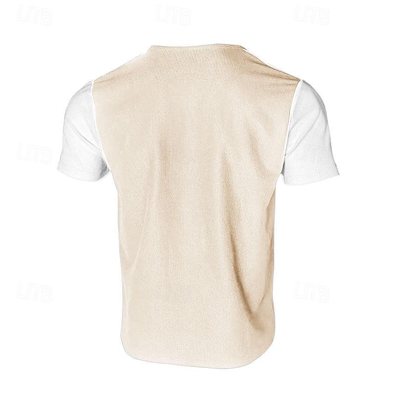 Men's Waffle Tee Button T Shirt T Shirt Waffle Henley Shirt Short Sleeve Henley Spring & Summer Color Block Fashion Designer Basic Patchwork Vacation Street Going out Black White Royal Blue Top Tee 2025 - $20.99 –P15