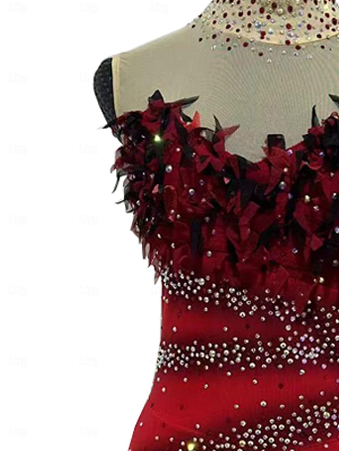 Vestidos para Patinação Artística Para Meninas Patinação no Gelo Saias Com Transparência Elastano Renda Roupa para Patinação Cristal / Strass Patinação Artística de 2026 por $390.49 –P7