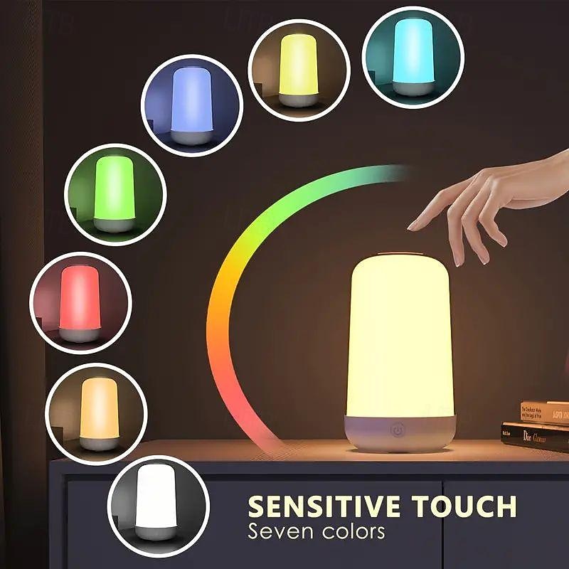 1 шт. светодиодная умная RGB сенсорная лампа для прикроватного столика стильный дизайн и режим RGB теплый до холодного белого регулируемый яркости и RGB многоцветная умная ночная лампа для гостиной и 2025 - $37.99 –P5