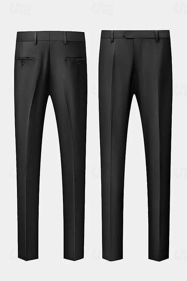 Menn Bryllup Skoleball drakter Buet Svart Hvit Formelt Ensfarget Skreddersydd 2-delt sett Dobbeltkneppet med seks knapper 2025 - $122.99 –P3