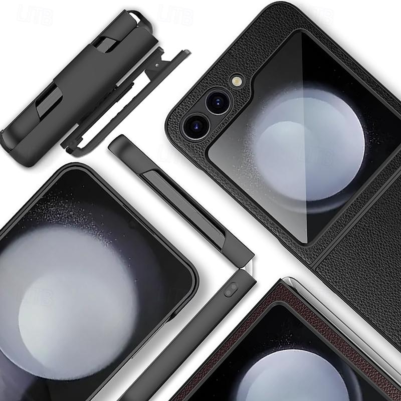 טלפון מגן עבור סמסונג גלקסי Z Flip 6 Z Flip 5 כיסוי אחורי עם מעמד ומגן מסך עמיד בזעזועים PC עור PU 2025 - $27.99 –P2
