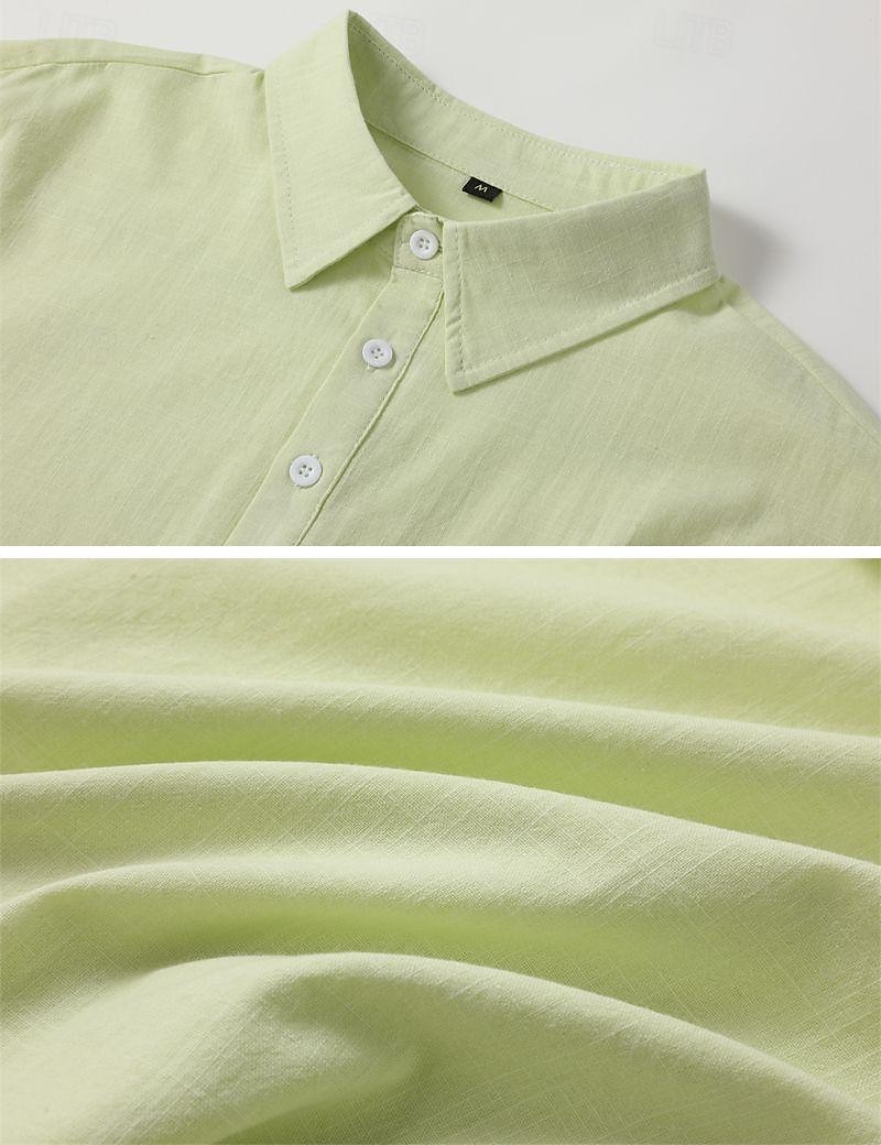 Per uomo Camicia Camicia di lino Camicia Estiva Abbigliamento da spiaggia Camicia con Bottoni Semplice Vacanza Casuale Nero Bianco Blu Verde Manica Lunga Bavero Primavera & Estate Abbigliamento del 2025 a $22.99 –P3