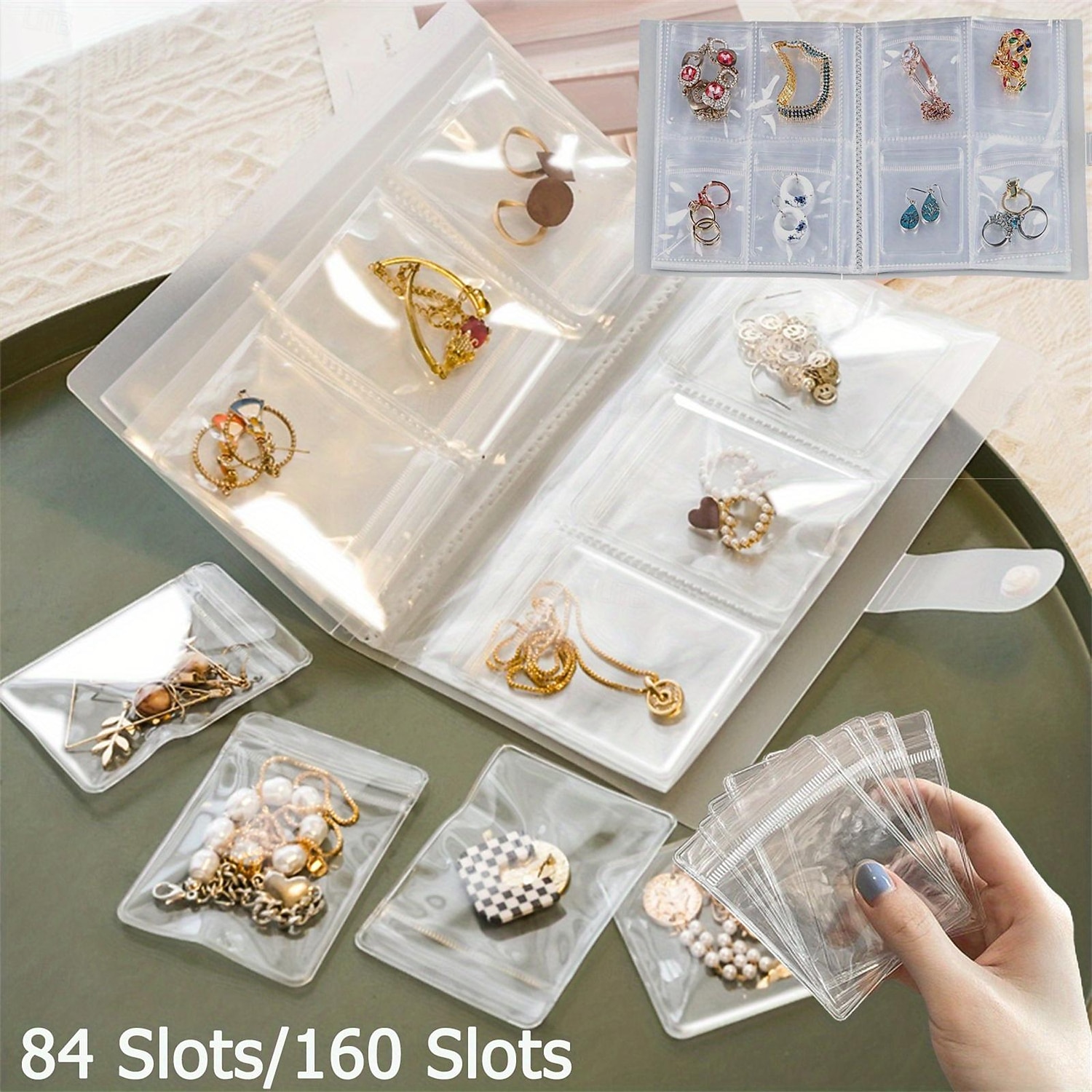 84 grades/1 conjunto ou 160 grades com pequenas bolsas caixa de armazenamento de joias: brincos, anéis antioxidantes, pulseiras, sacos transparentes de armazenamento à prova de poeira para colares, de 2026 por $15.99 –P9
